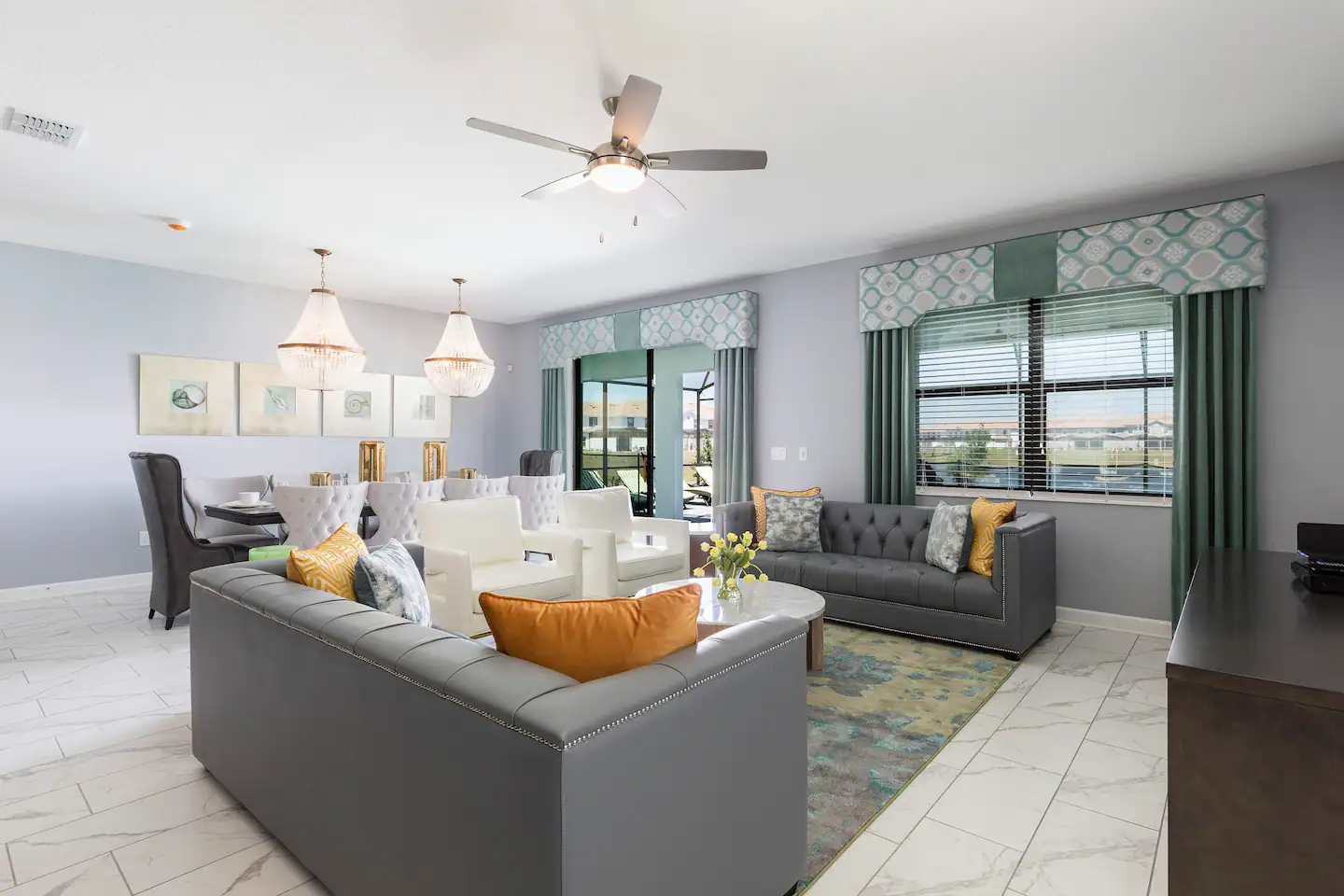 Watch TV or just have a relaxing time here in the living room.