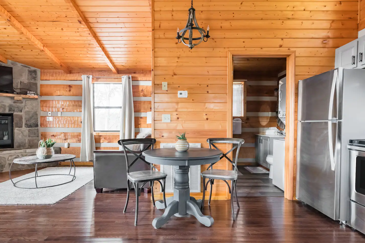The dining area is perfect for a romantic dinner.