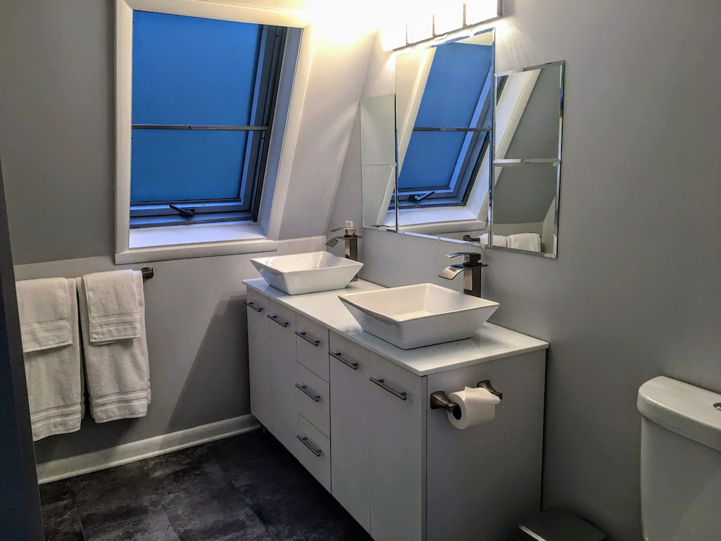 The ensuite master bath has two sinks.