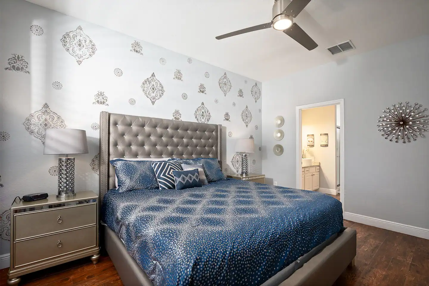 Each of the 5 bedrooms is equipped with its own private full bathroom.