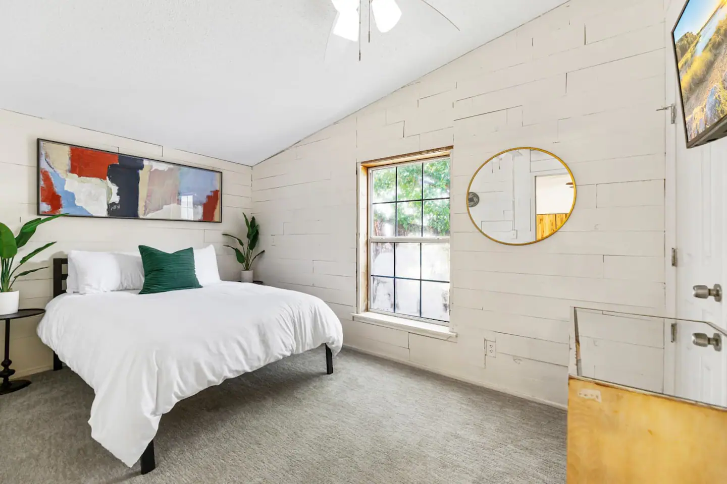 The second bedroom in the Hunt House has two double beds.