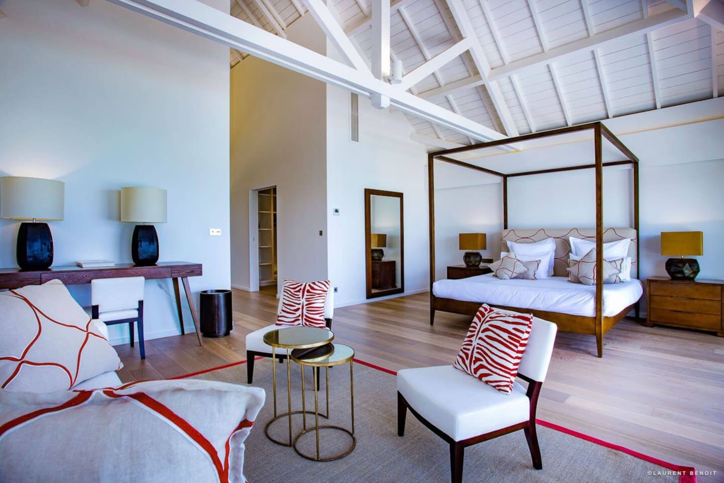 A serene and peaceful bedroom with a comfortable bed, soft lighting, and minimalist decor creating a tranquil atmosphere.