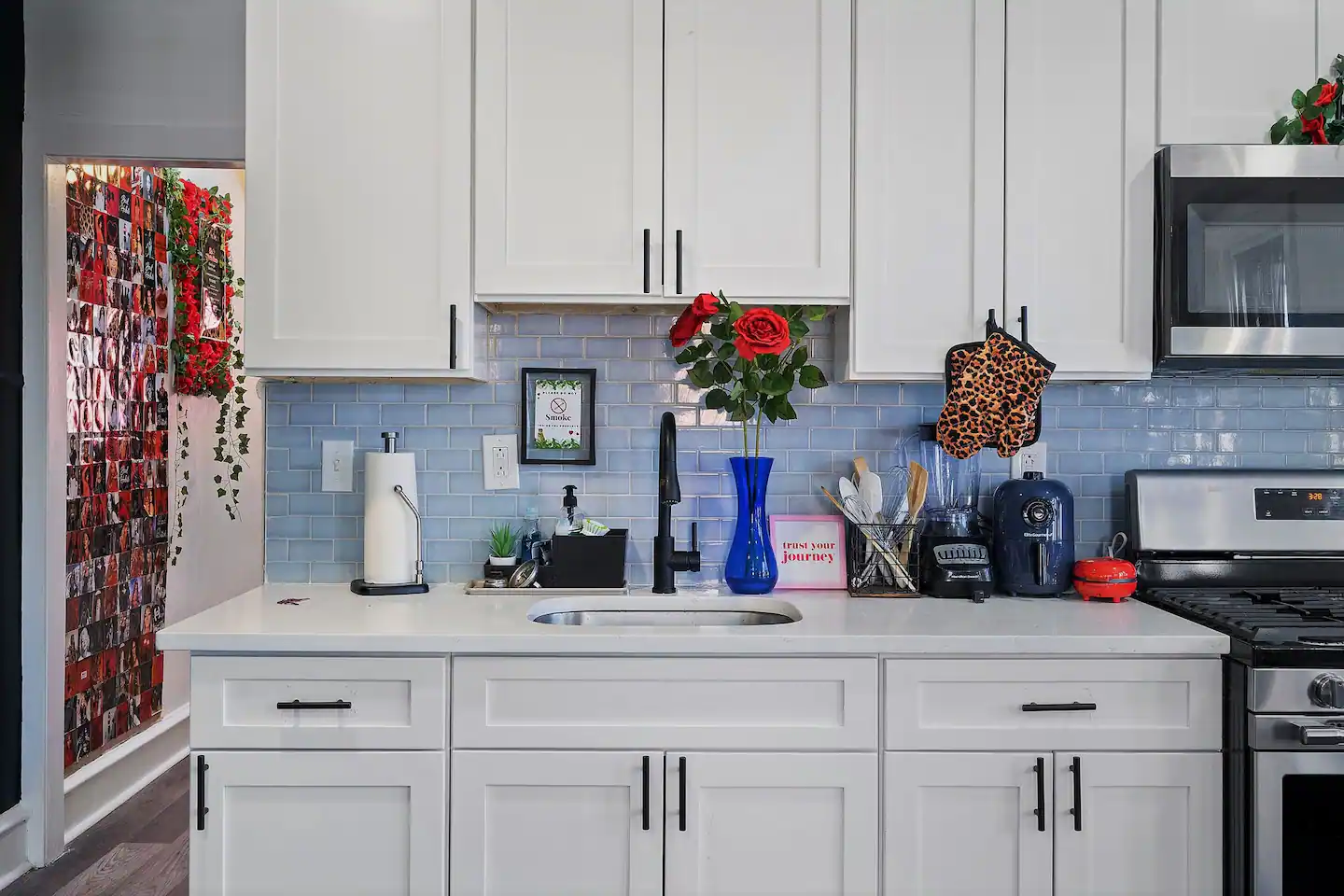 Chic kitchen equipped with culinary essentials.