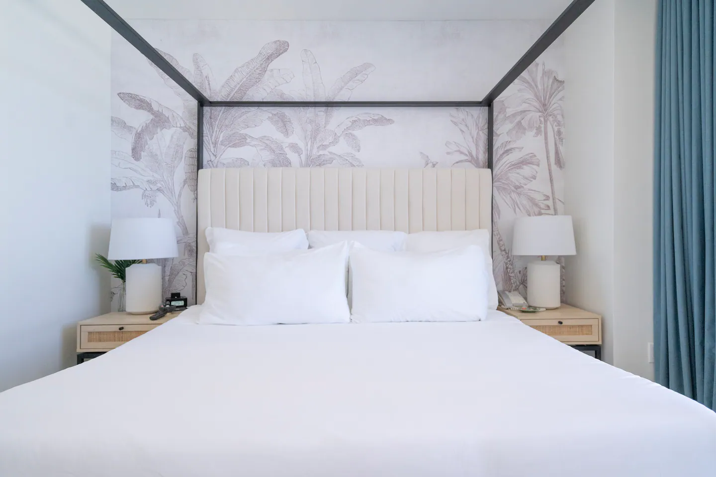 Wind down in our natural style, tropical bedroom with one of the most comfortable beds you've ever slept in.