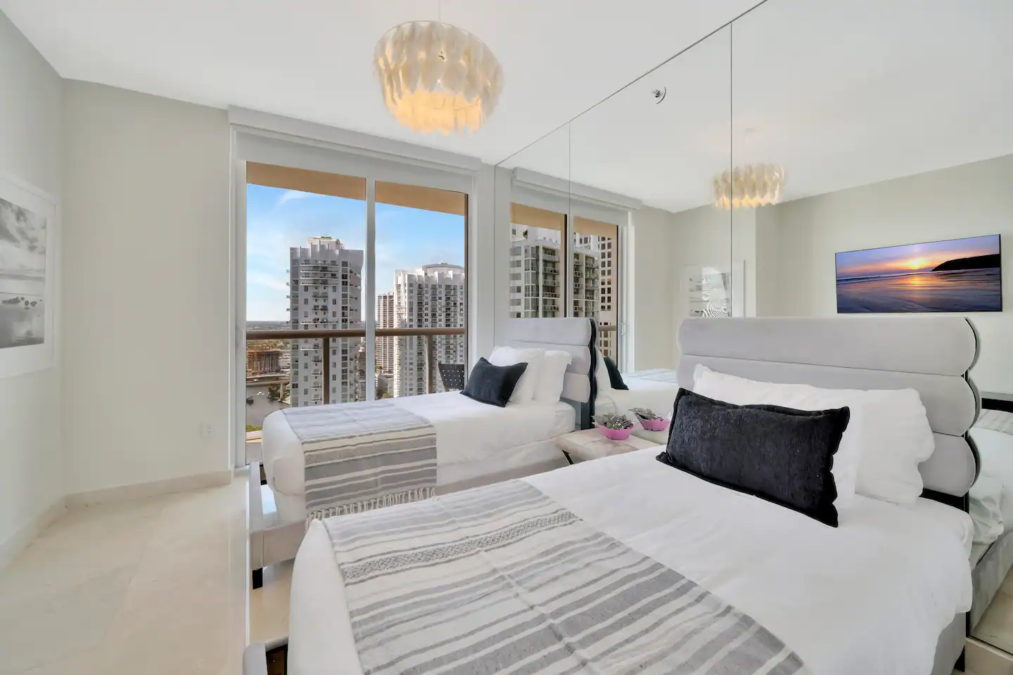 two single beds that can be pushed together and converted into a king