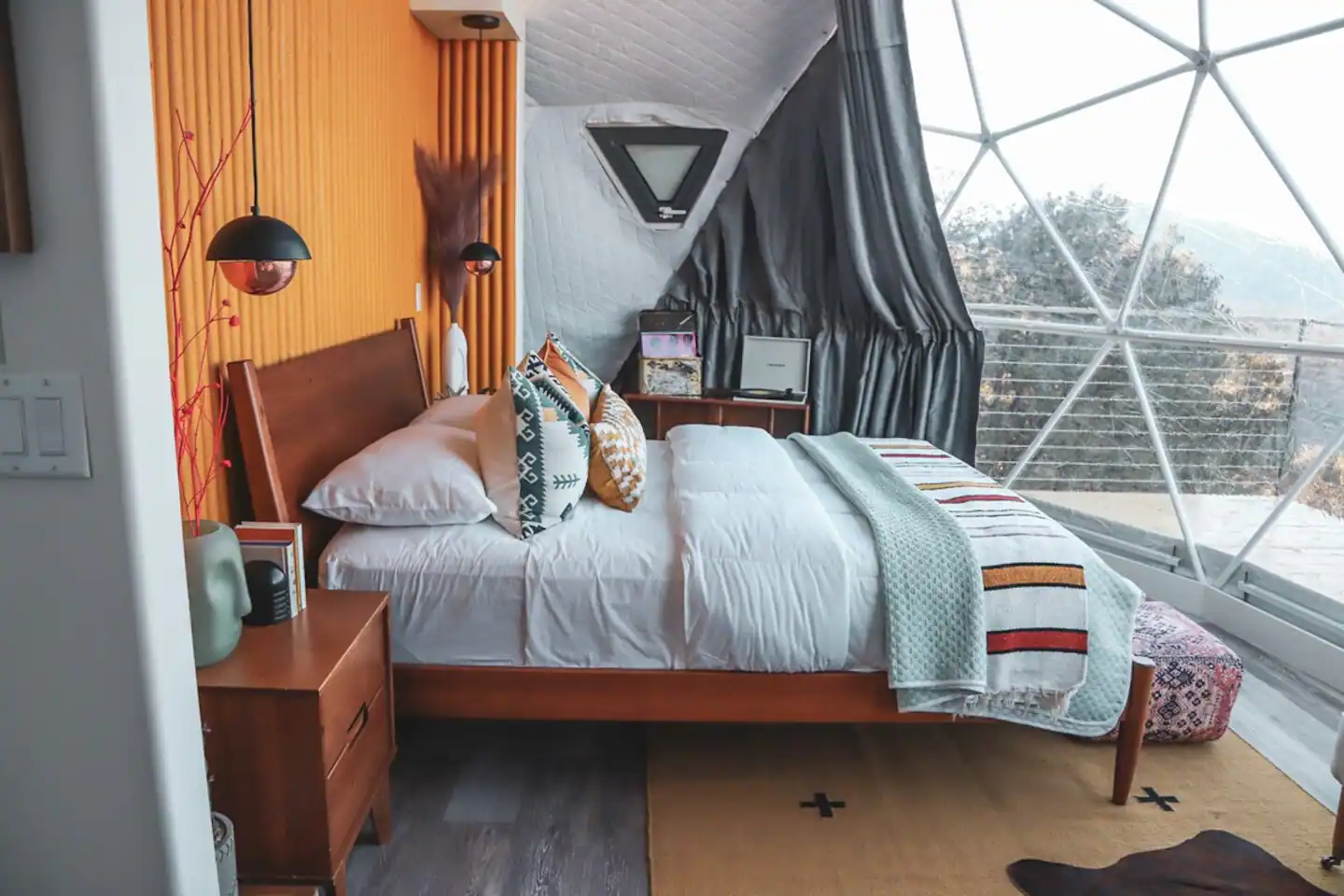 Zia Geo dome counts with one queen bed that sleeps a maximum of two people.
