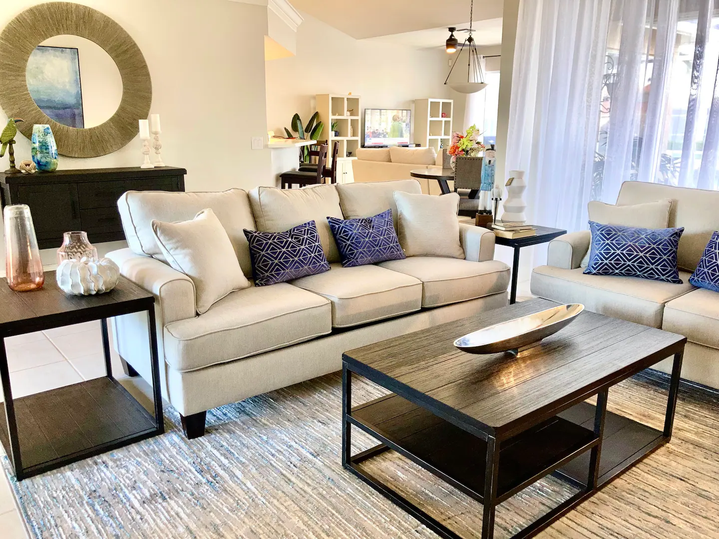 Cozy Living Room - all new furniture with sofa sleeper.