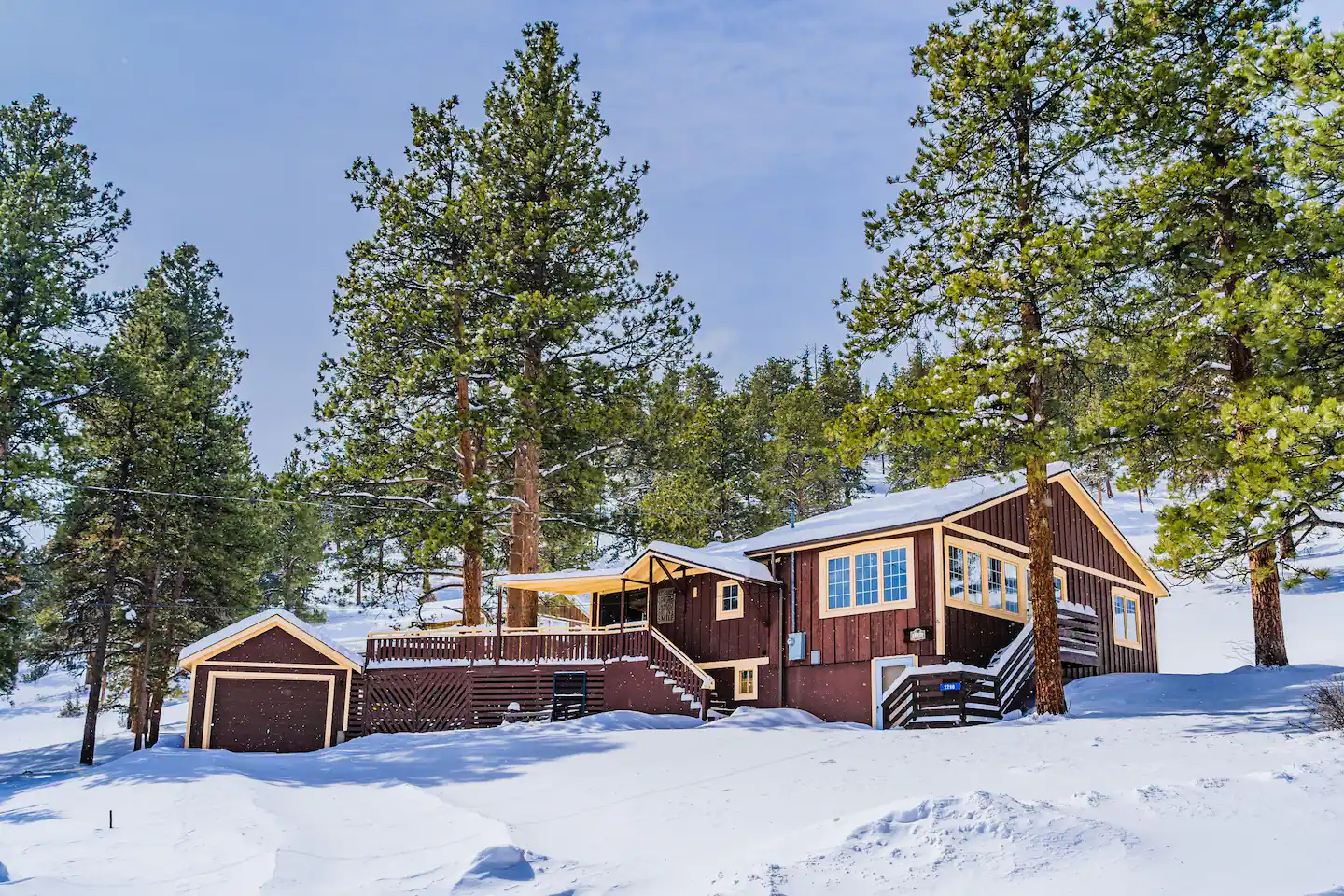 Our cabin sits on the edge of Eagle Cliff Mountain, with a view of the surrounding mountains.