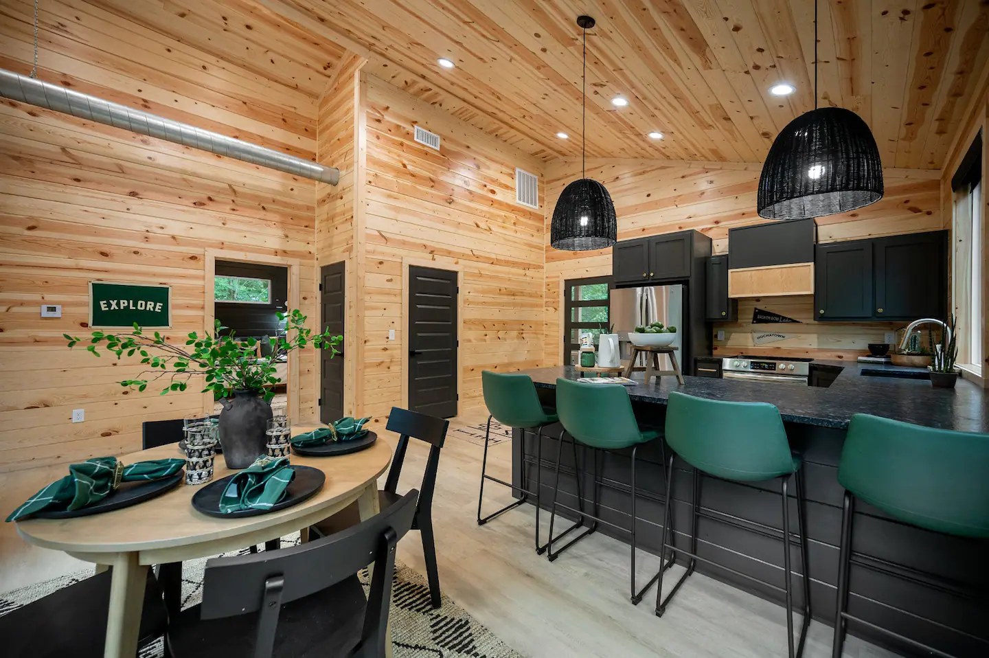 Choose between savoring your meals at the kitchen island, the dining room table or on the back deck table overlooking the trees!