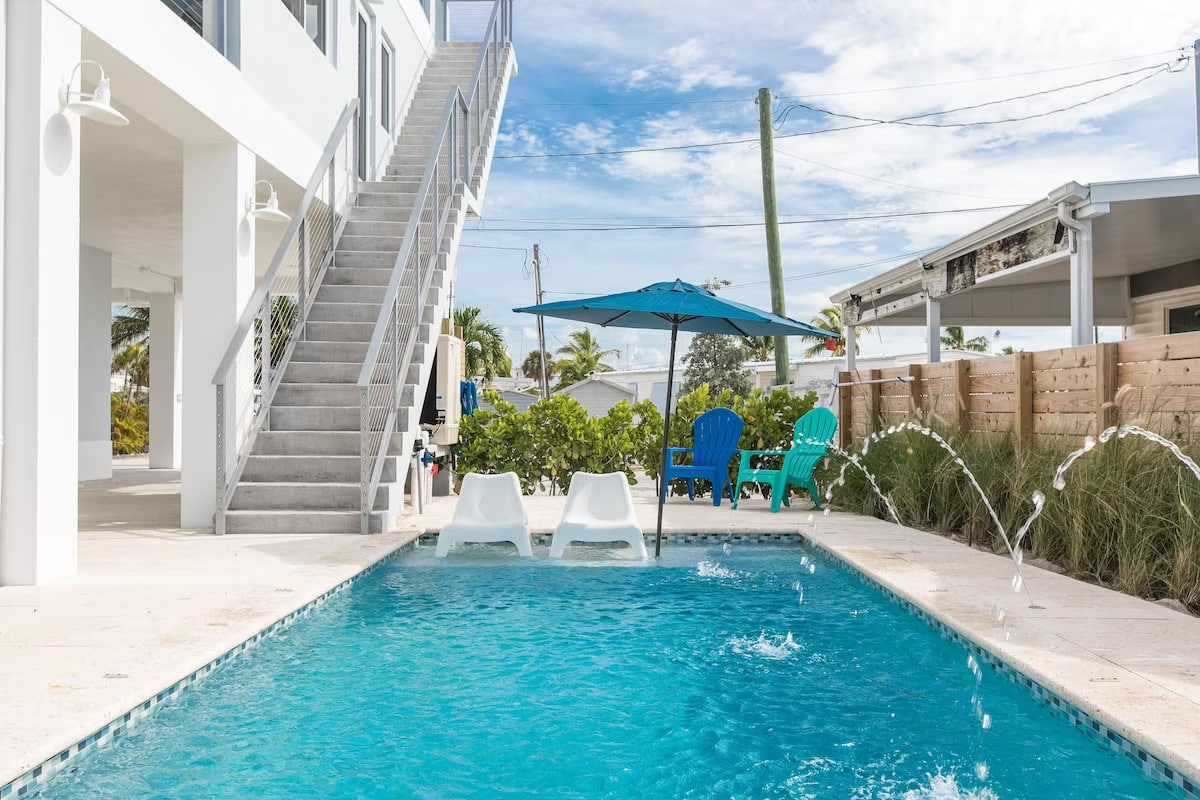 Crystal clear heated pool.
